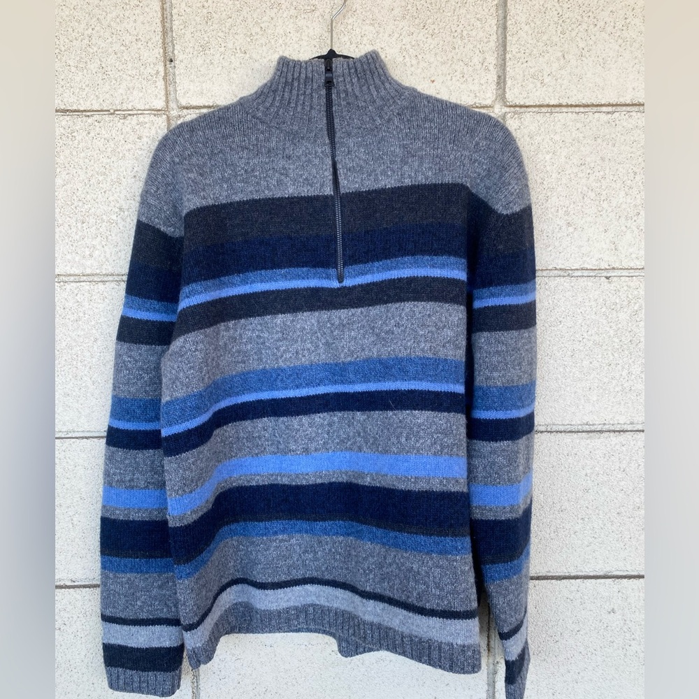 Banana Republic Wool Striped Quarter Zip Sweater